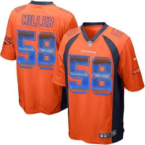 Nike Broncos #58 Von Miller Orange Team Color Men's Stitched NFL Limited Strobe Jersey - Click Image to Close